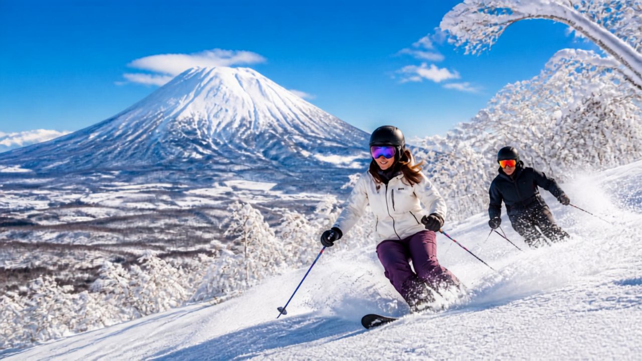 Illustration of skiing in Niseko