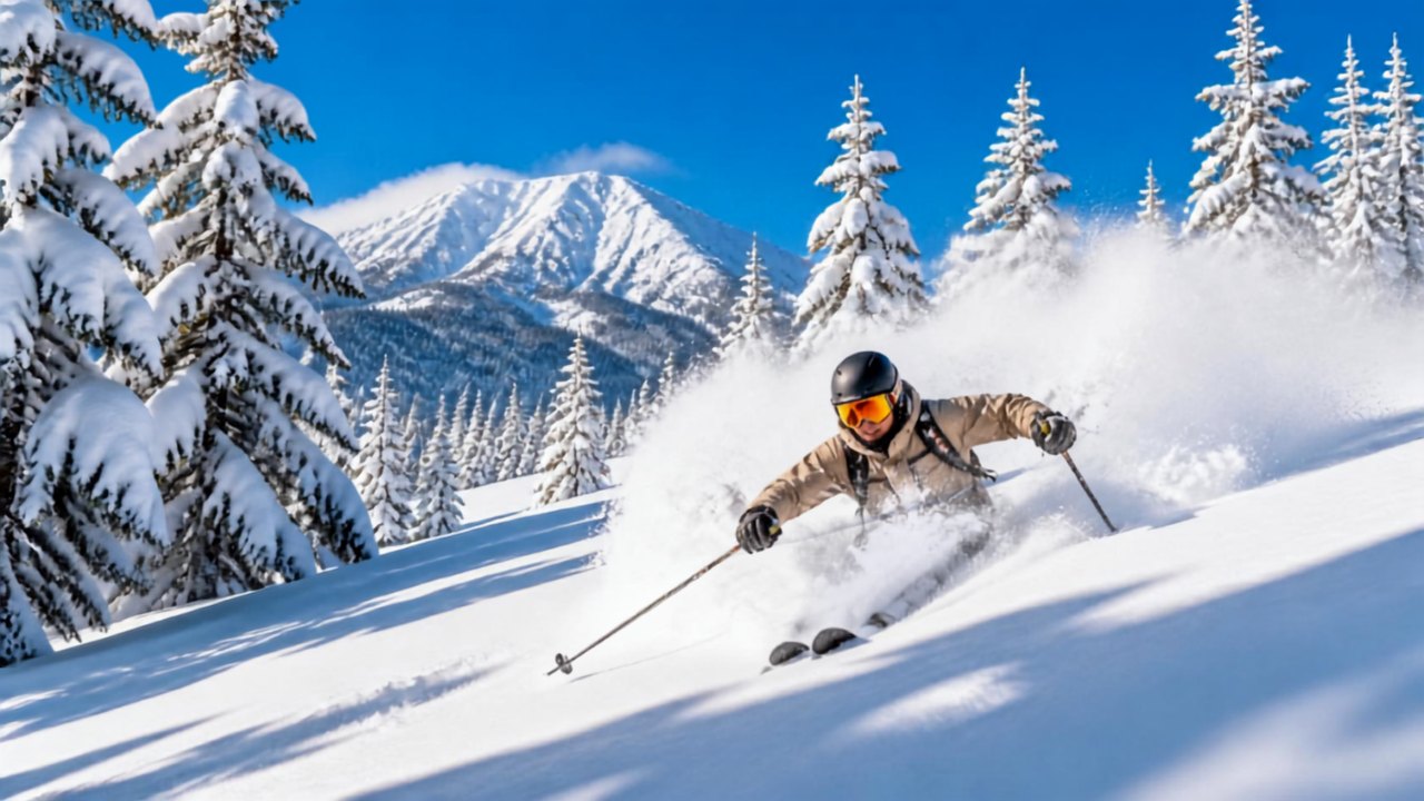 Illustration of skiing in Rusutsu
